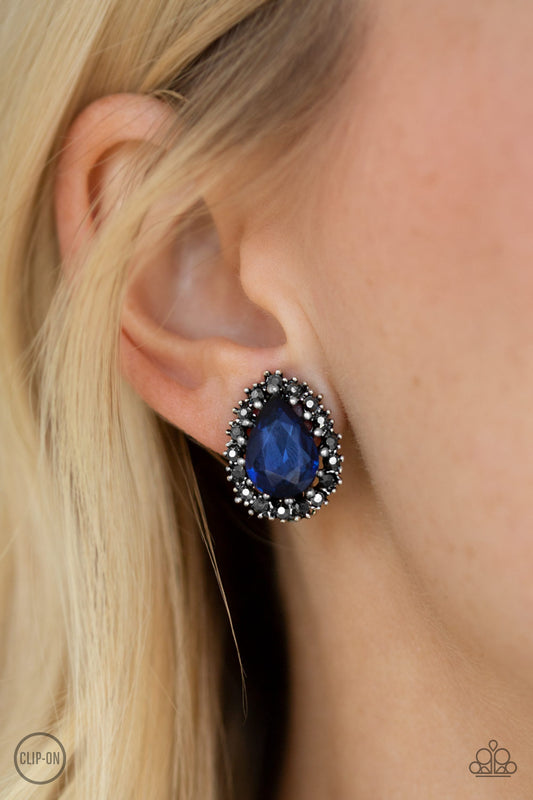 Quintessentially Queen Blue Earrings Paparazzi Accessories. Get Free Shipping. #P5CO-BLXX-032XX