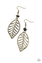 Load image into Gallery viewer, Paparazzi BOUGH Out - Brass with black pebble Earring
