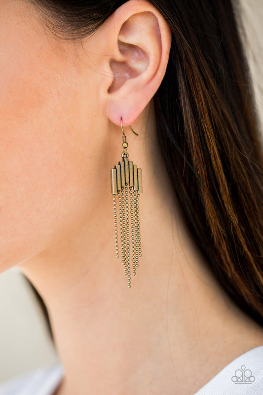 Paparazzi Earring ~ Radically Retro - Brass