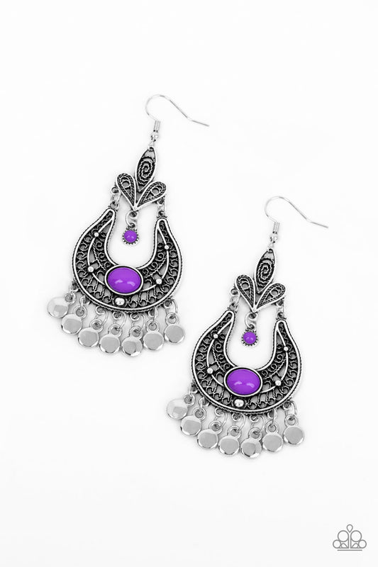 Paparazzi Earring ~ Fiesta Flair - Purple