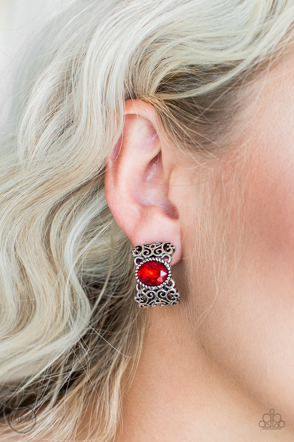 Paparazzi Glamorously Grand Duchess Red Clip-On Earrings. #P5CO-RDXX-009XX. Subscribe & Save