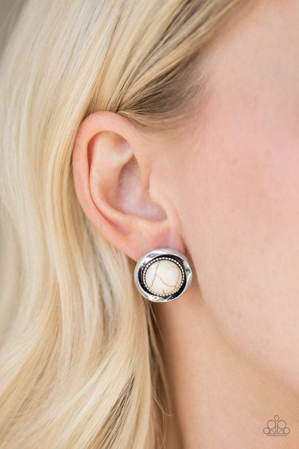 Paparazzi Earring ~ Out Of This Galaxy - White Stud Paparazzi