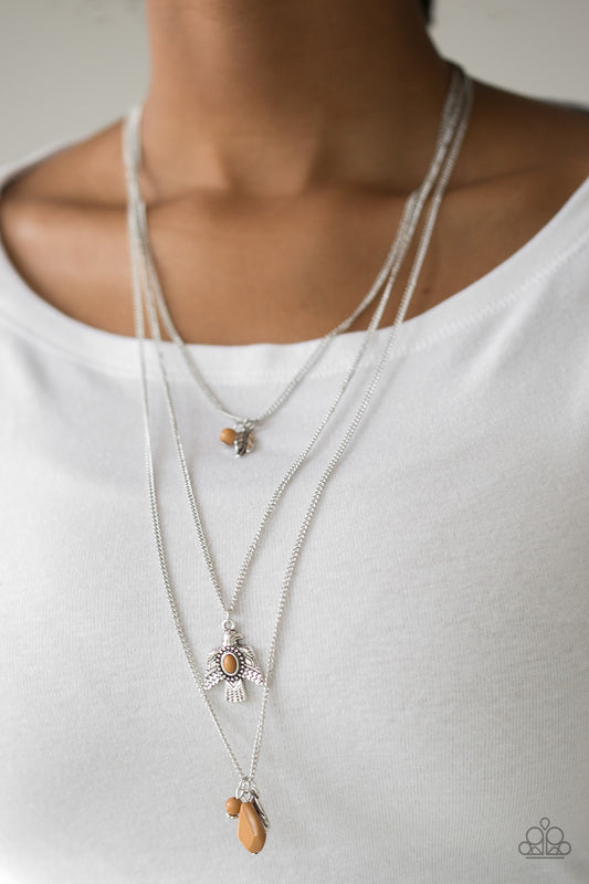 Soar With The Eagles - Brown Necklace