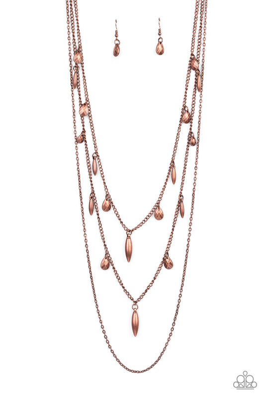 Bravo Bravado Copper Long Necklace for Women Paparazzi $5 Jewelry. #P2WH-CPXX-130XX.Subscribe & Save