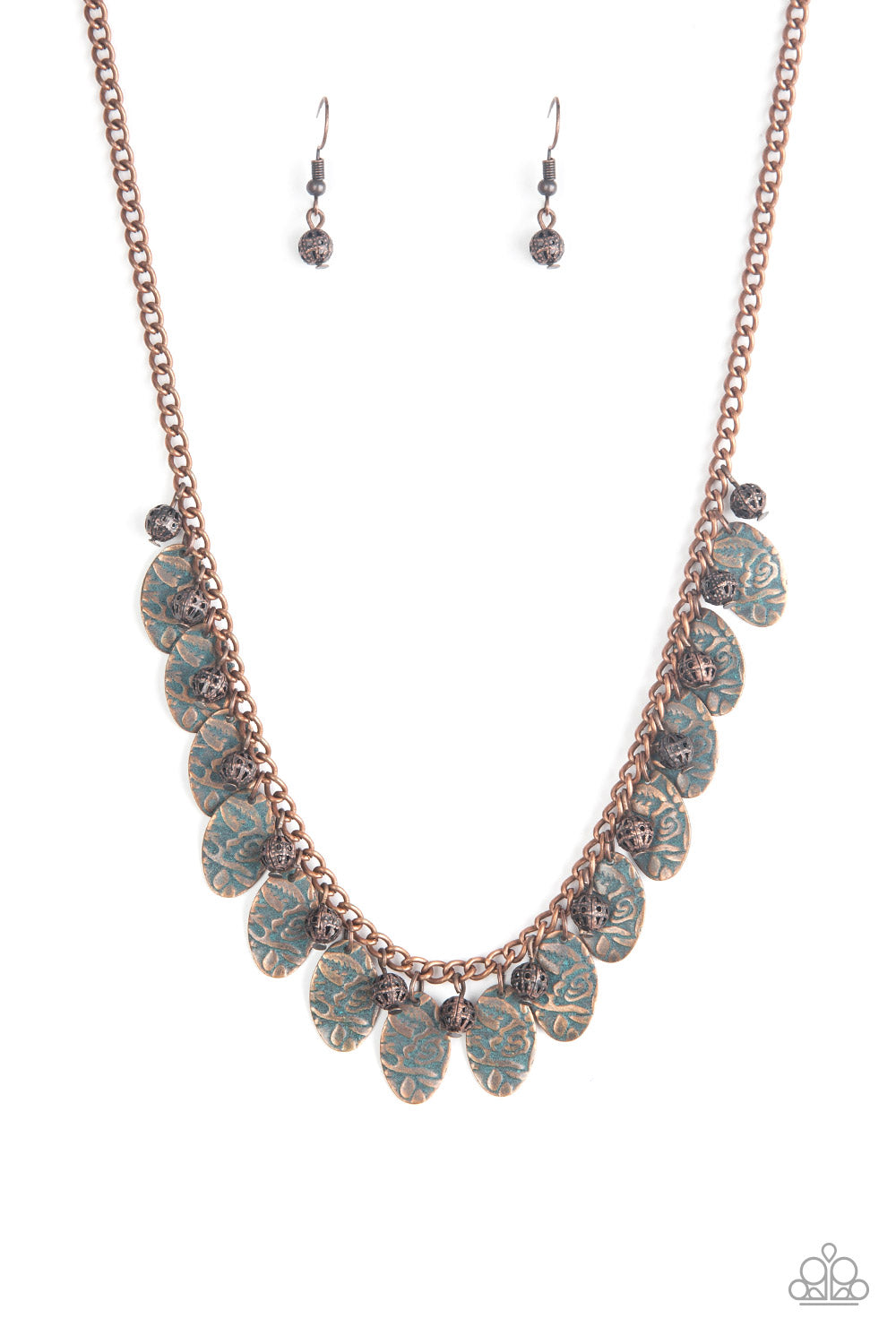 Vintage Gardens Copper Floral Short Necklace Paparazzi Accessories. Subscribe & Save.