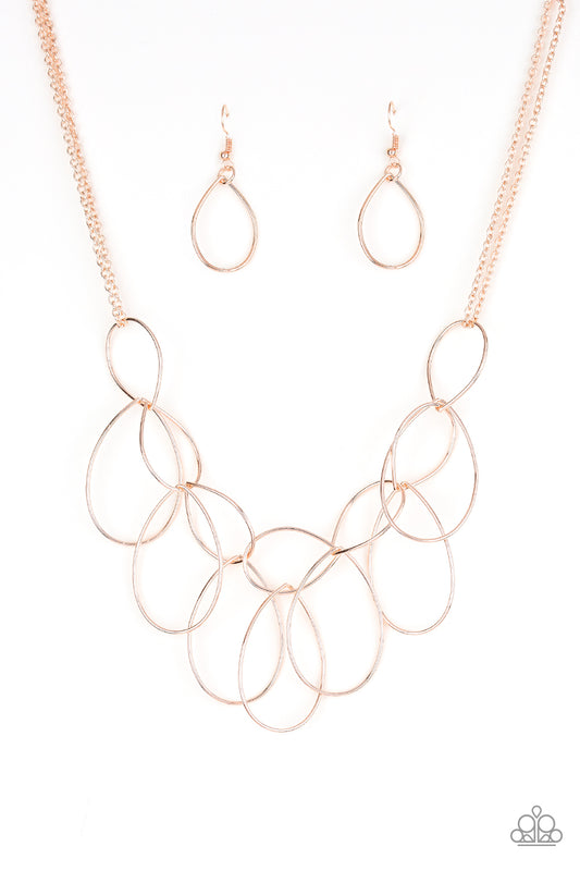 Paparazzi Necklace ~ Top-TEAR Fashion - Rose Gold Teardrops Drip Necklace