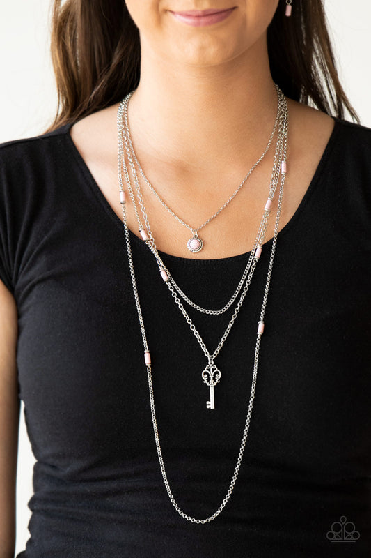Paparazzi Necklace ~ Key Keynote - Pink