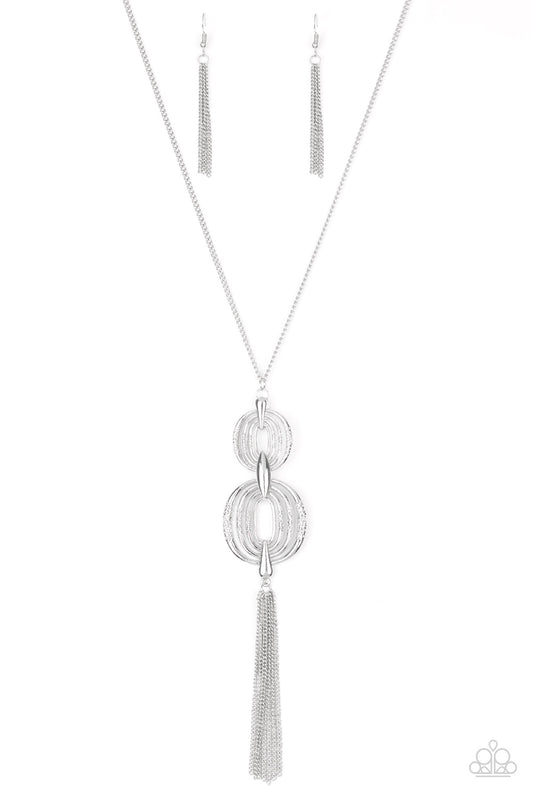 Paparazzi Necklace ~ Timelessly Tasseled - Silver
