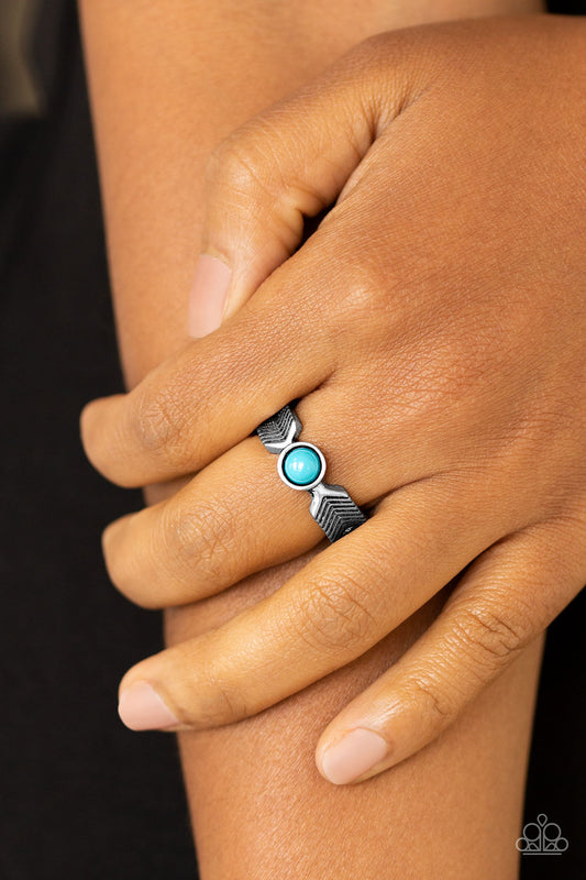 Awesomely ARROW-Dynamic - Blue Ring Paparazzi Accessories