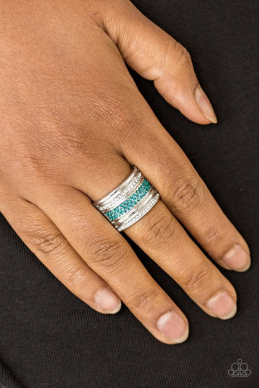 Top Dollar Drama - Blue Ring Paparazzi Accessories stretchy band ring