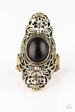 Load image into Gallery viewer, Paparazzi Ring ~ Ego Trippin - Brass and Black Stone Ring
