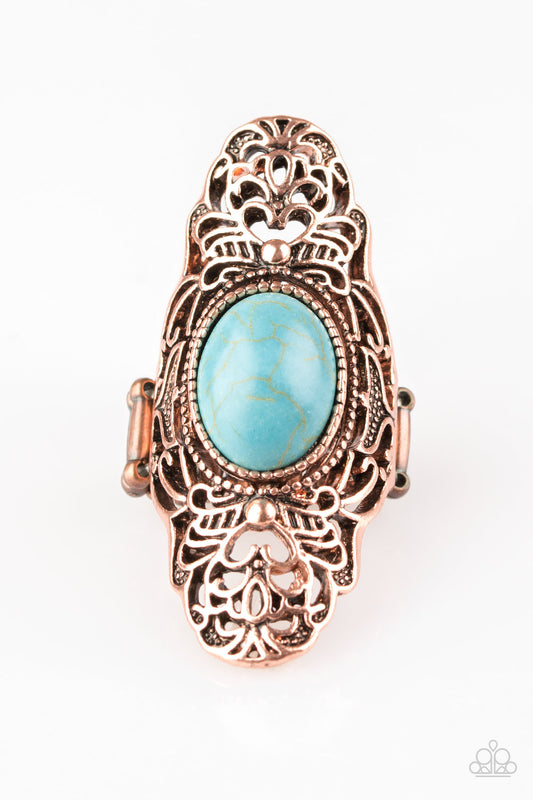 Paparazzi Ring ~ Ego Trippin - Copper Turquoise Stone Ring