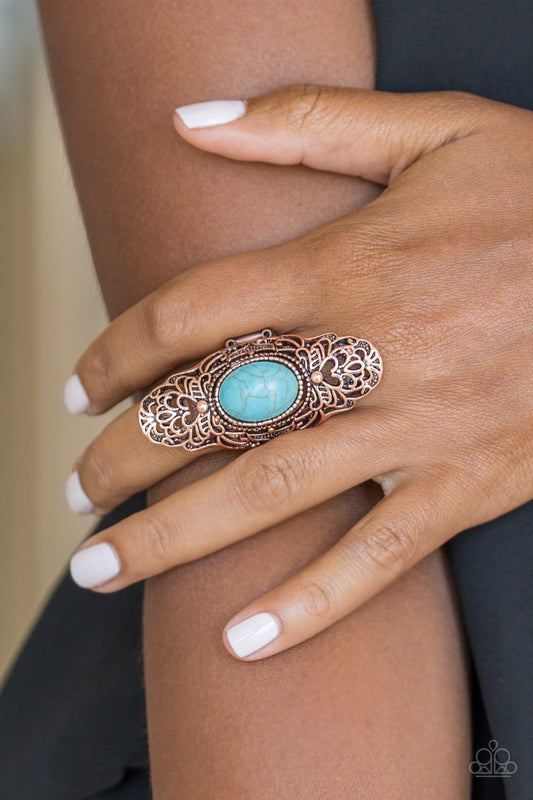Paparazzi Ring ~ Ego Trippin - Copper Turquoise Stone Ring