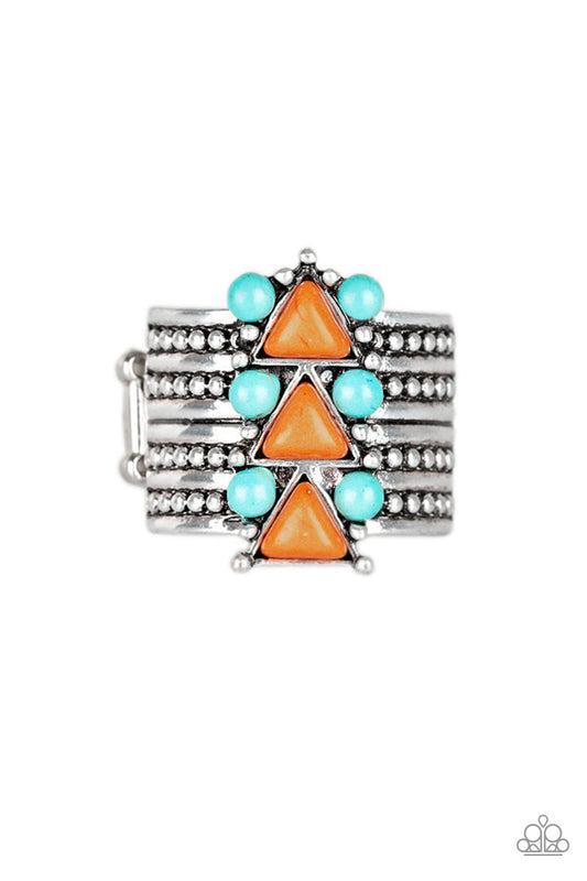 Paparazzi Point Me To Phoenix - Orange Ring with Turquoise stones