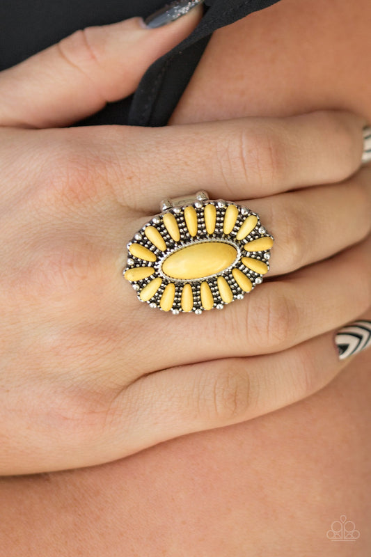 Cactus Cabana - Yellow Ring Paparazzi Accessories. Floral ring. #P4SE-YWXX-053XX