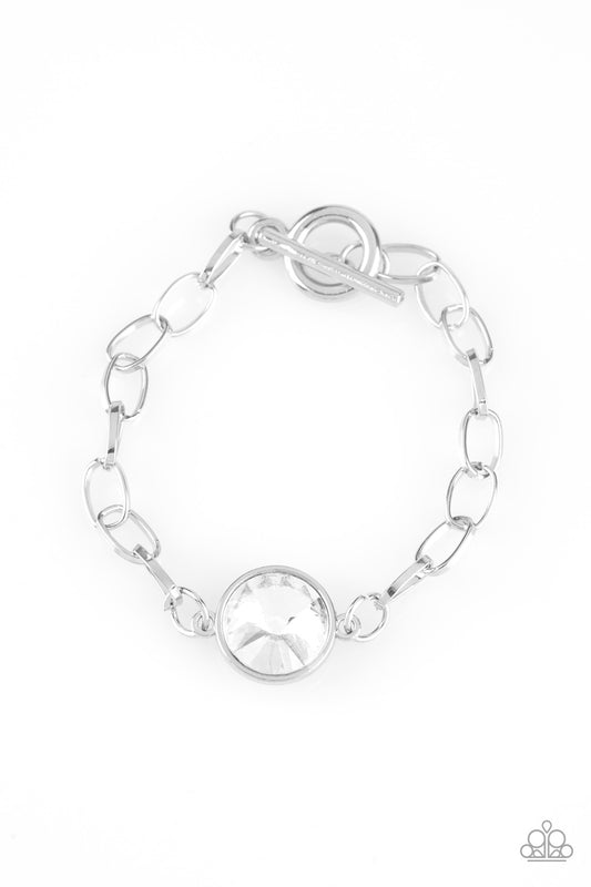 Paparazzi Bracelet ~ All Aglitter - White Toggle Closure Bracelet