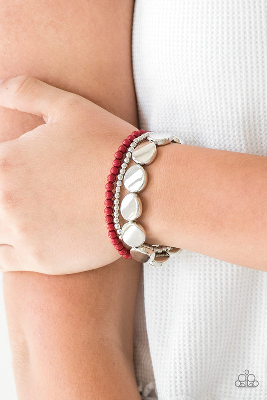 Beyond The Basics Red Bracelet Paparazzi Accessories. #P9WH-RDXX-117XX. Buy 8 get free shipping