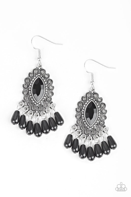 Private Villa Black Earrings Paparazzi Accessories. Get Free Shipping! #P5WH-BKXX-167XX