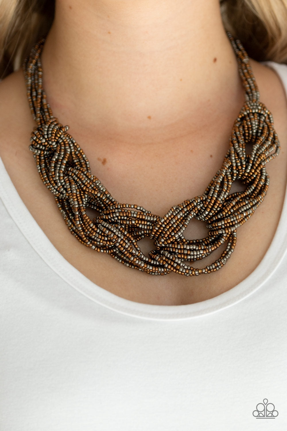 Paparazzi Necklace ~ City Catwalk - Copper Seed Beads Necklace