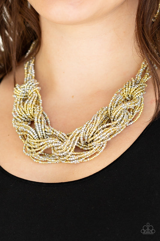 Paparazzi Necklace ~ City Catwalk - Gold Seed Beads Necklace