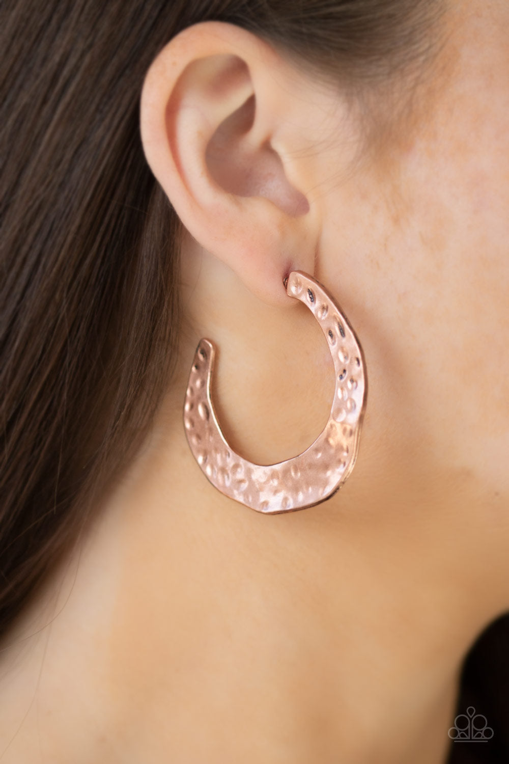 The HOOP Up - Copper Hoop Earring Paparazzi Accessories 
