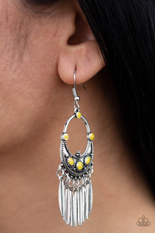 Paparazzi Cry Me A RIVIERA Yellow Earrings $5 Jewelry