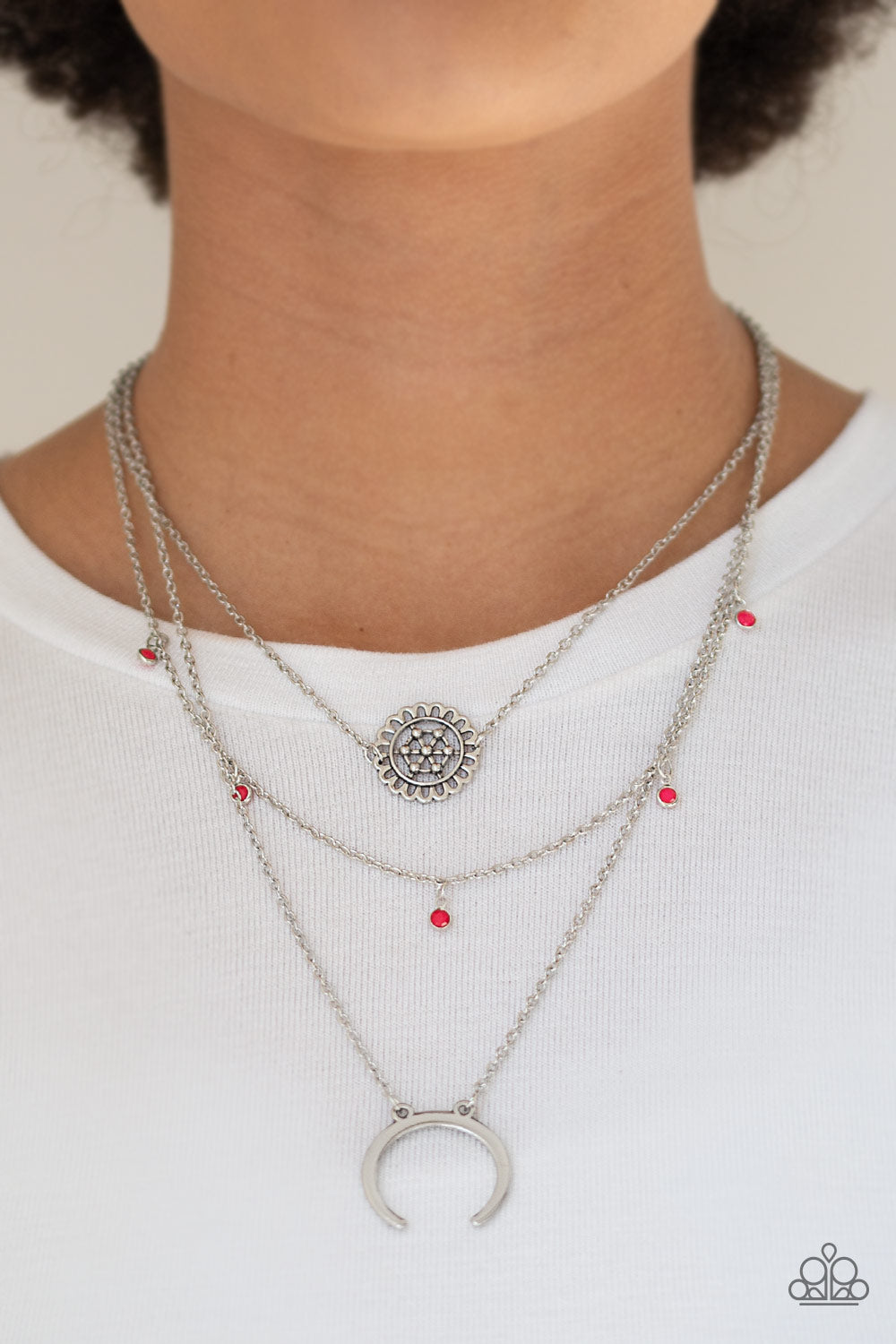 Paparazzi Necklace ~ Lunar Lotus - Pink Multi Layer Necklace