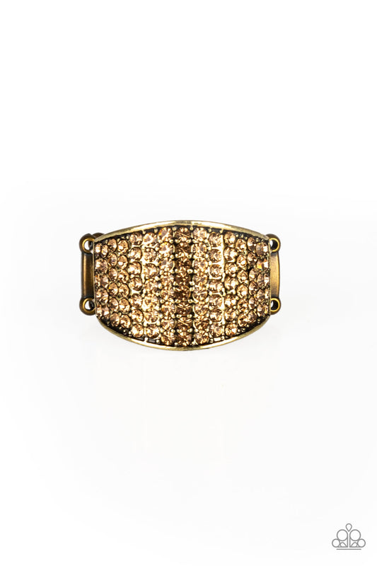 Kaboom Brass Ring Paparazzi Accessories | Topaz | Get Free Shipping. #P4RE-BRXX-114XX