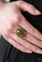 Load image into Gallery viewer, Paparazzi Outta My Way! - Brass Ring with aurum rhinestones. Get Free Shipping! #P4ED-BRXX-063XX
