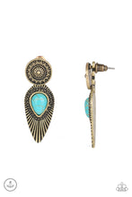 Load image into Gallery viewer, Fly Into the Sun Brass Earrings Paparazzi Accessories online at AainaasTreasureBox #P5PO-BRBL-041XX
