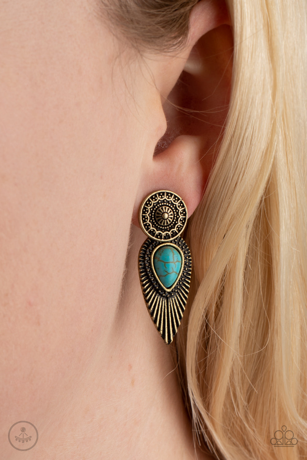Paparazzi Fly Into the Sun Brass Earrings $5 post style earring online #P5PO-BRBL-041XX