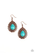 Load image into Gallery viewer, Paparazzi Earring ~ Mountain Mover - Copper with Blue Stone Earring
