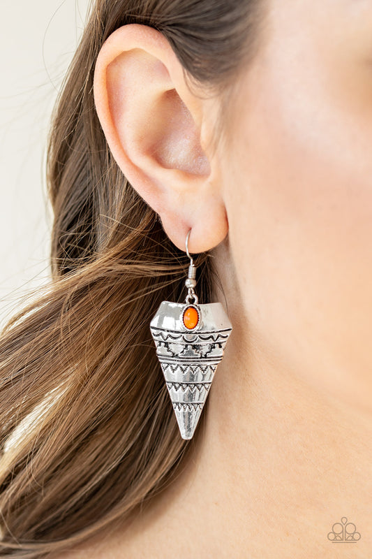 Jurassic Journey - Orange Earrings Paparazzi Accessories