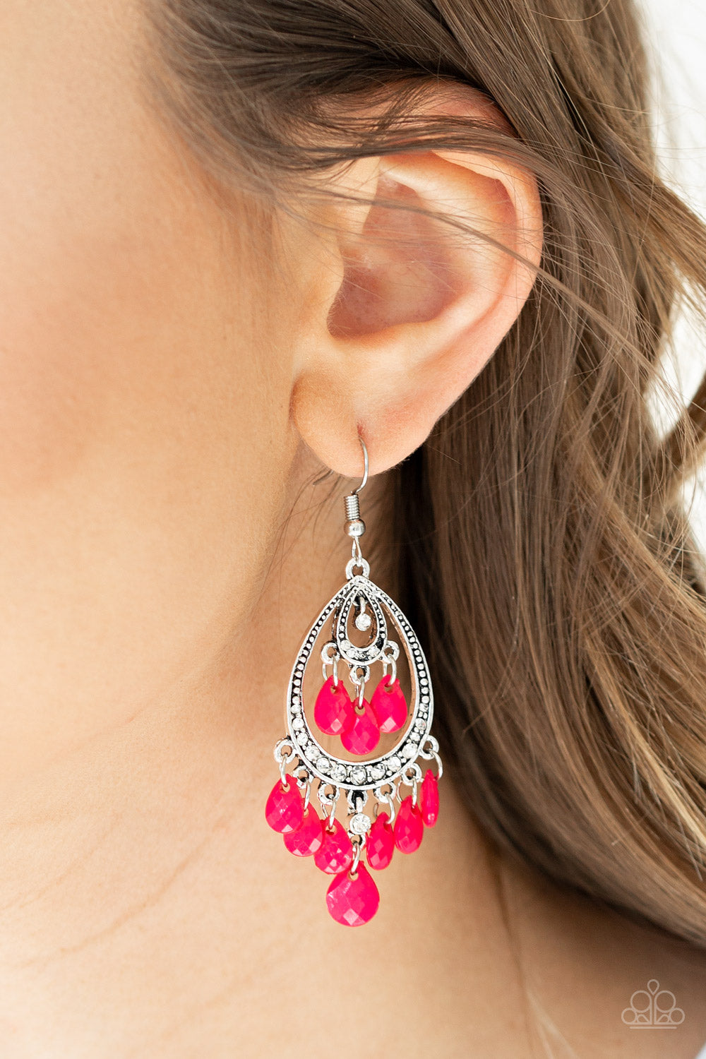 Paparazzi Earring ~ Gorgeously Genie - Pink
