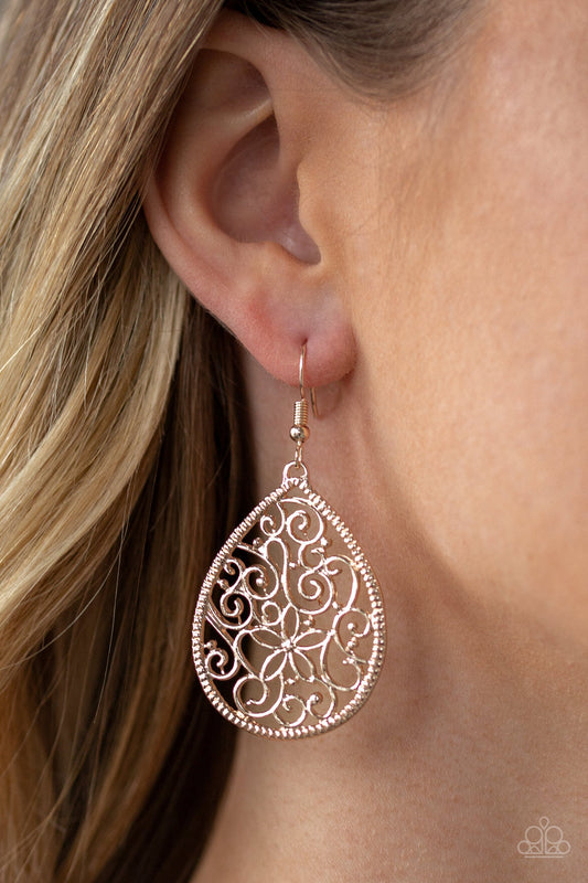 Im Doing VINE - Rose Gold Earrings Paparazzi Accessories