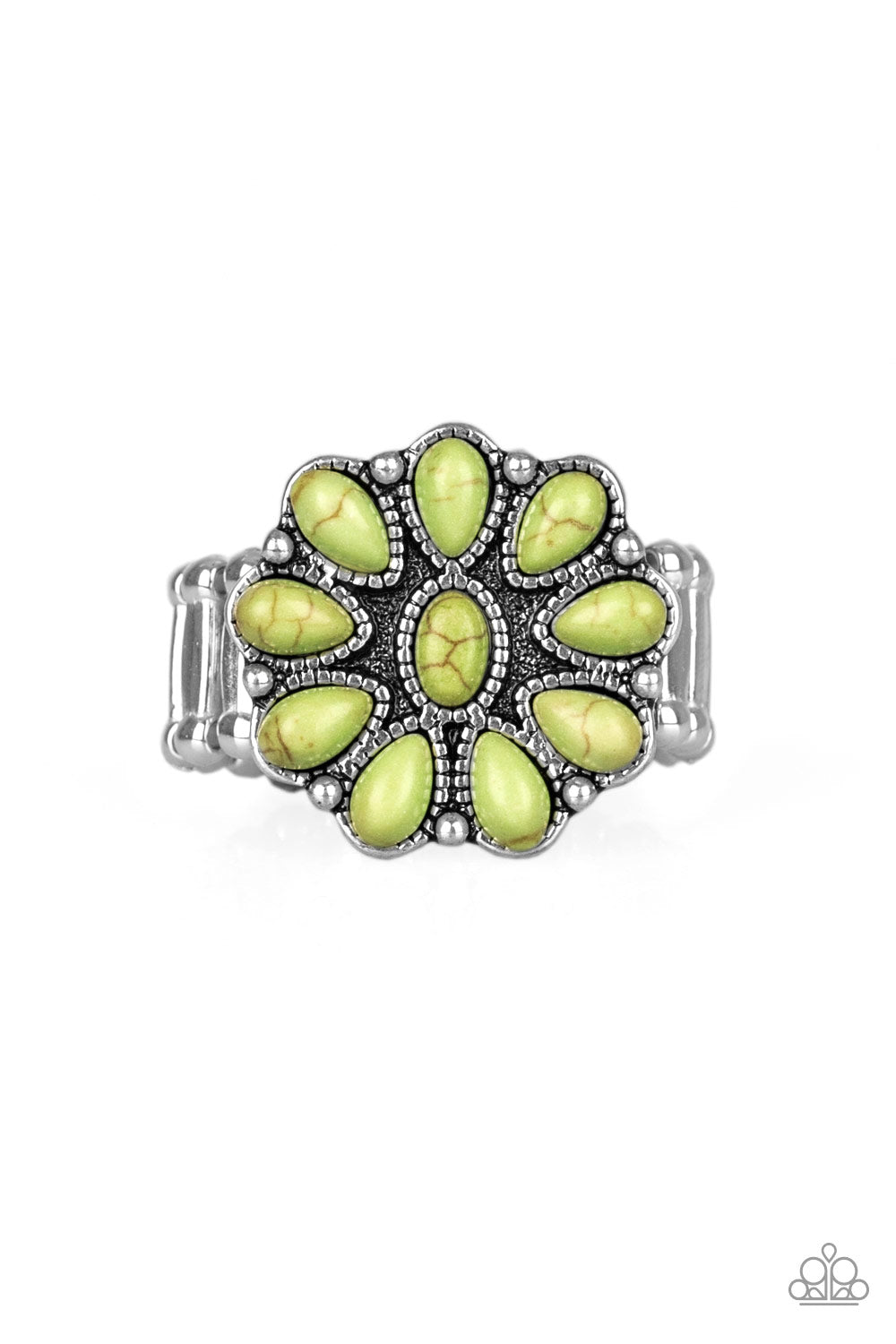 Paparazzi Ring ~ Stone Gardenia - Green Stone Ring