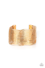 Load image into Gallery viewer, Retro Revamp - Gold Bracelet Paparazzi Accessories Cuff Bracelet
