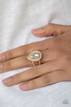 Load image into Gallery viewer, Hollywood Heirloom - Gold Ring Paparazzi Accessories with white rhinestone
