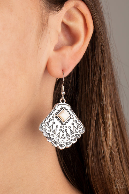 Mountain Mesa - White Earrings Paparazzi Accessories