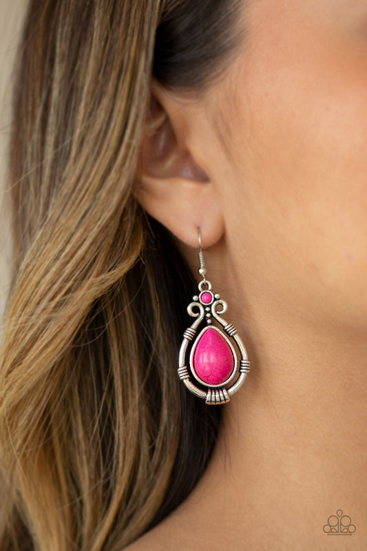 Canyon Scene - Pink Earrings Paparazzi Accessories