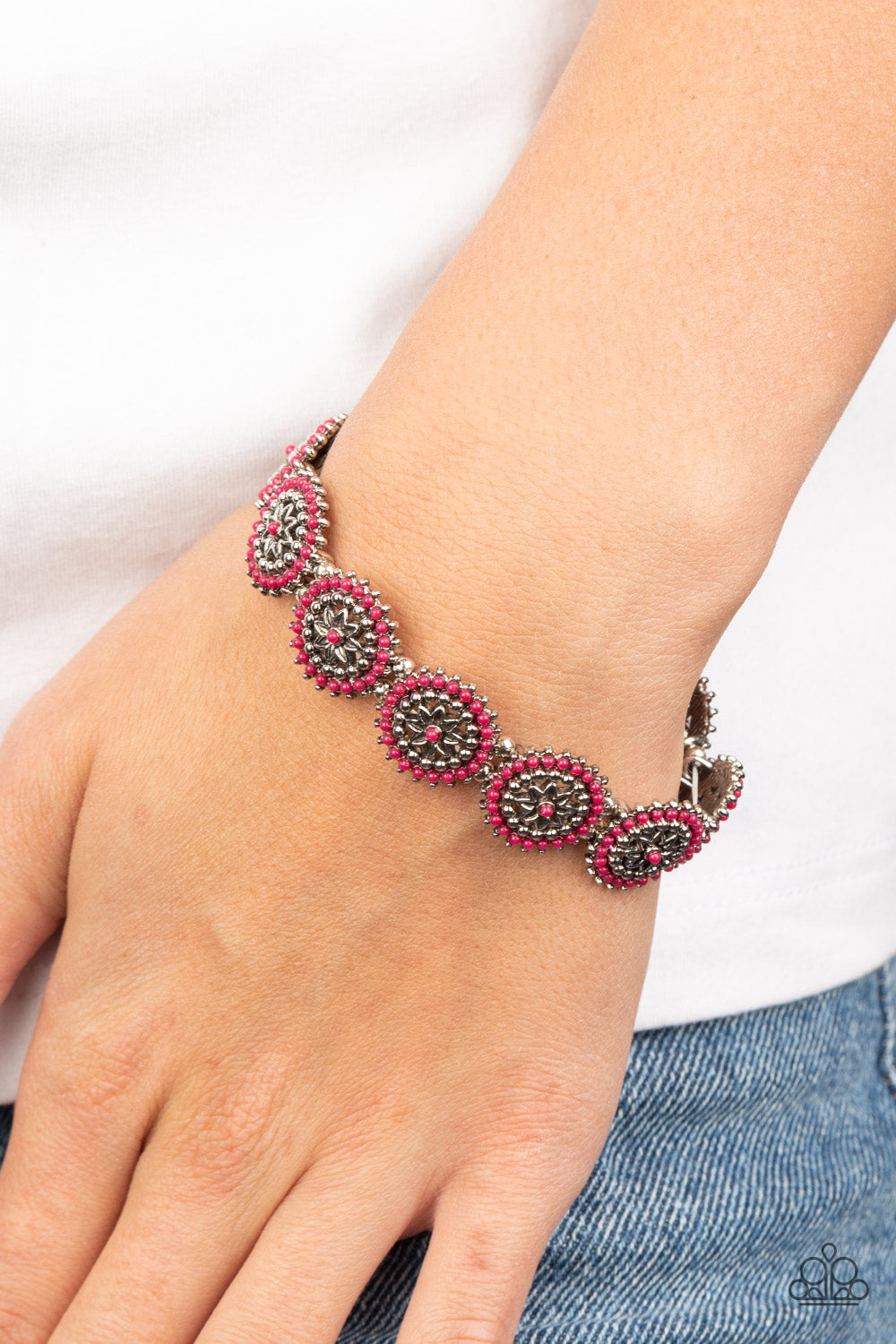 Paparazzi Bracelet ~ Bohemian Flowerbed - Pink