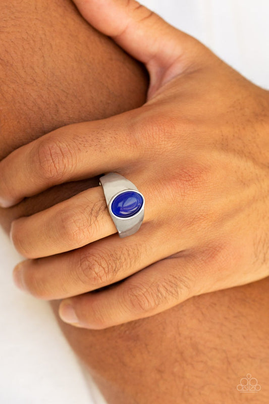 Cool Down - Blue Ring Paparazzi Accessories Blue Cat's Eye stone ring