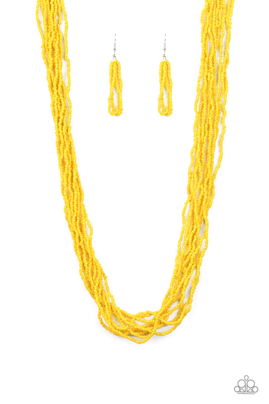 Paparazzi Congo Colada Yellow Seed Beads Necklace. Get Free Shipping. #P2SE-YWXX-164XX