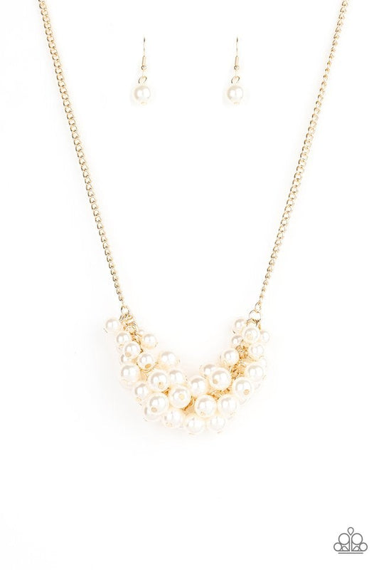 Paparazzi Grandiose Glimmer Gold Pearl Necklace (P2RE-GDXX-339XX_