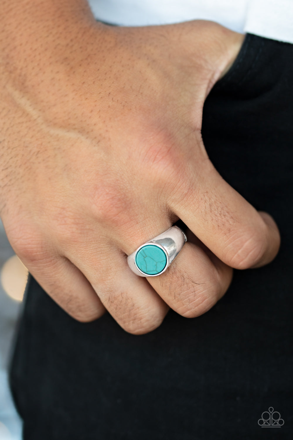 Shop Carbon Print Blue Ring Paparazzi Accessories #P4MN-URBL-007XX Men's Accessories $5 Jewelry