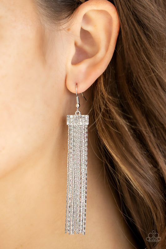 Paparazzi Earring ~ Twinkling Tapestry - White