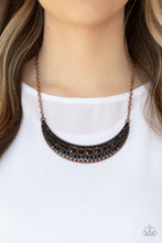Load image into Gallery viewer, Paparazzi Moon Child Magic Copper Necklace with glittery black rhinestone #P2ST-CPXX-074XX
