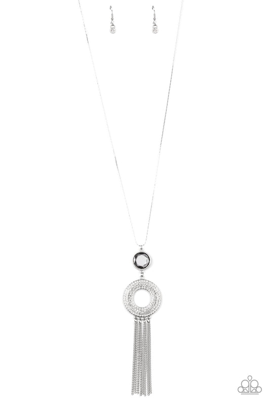 Sassy As They Come Silver Long Necklace Paparazzi Accessories. Get Free Shipping. #P2RE-SVXX-386XX