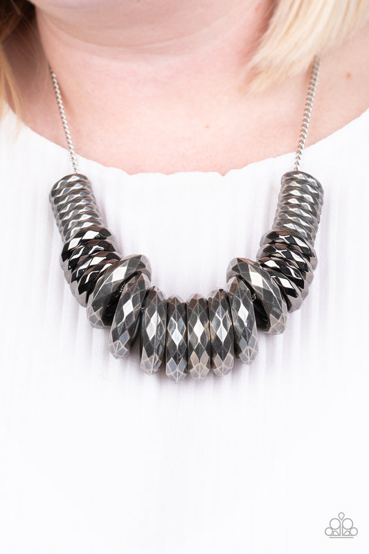 Haute Hardware - Silver Necklace Paparazzi Accessories #P2ST-SVXX-121XX