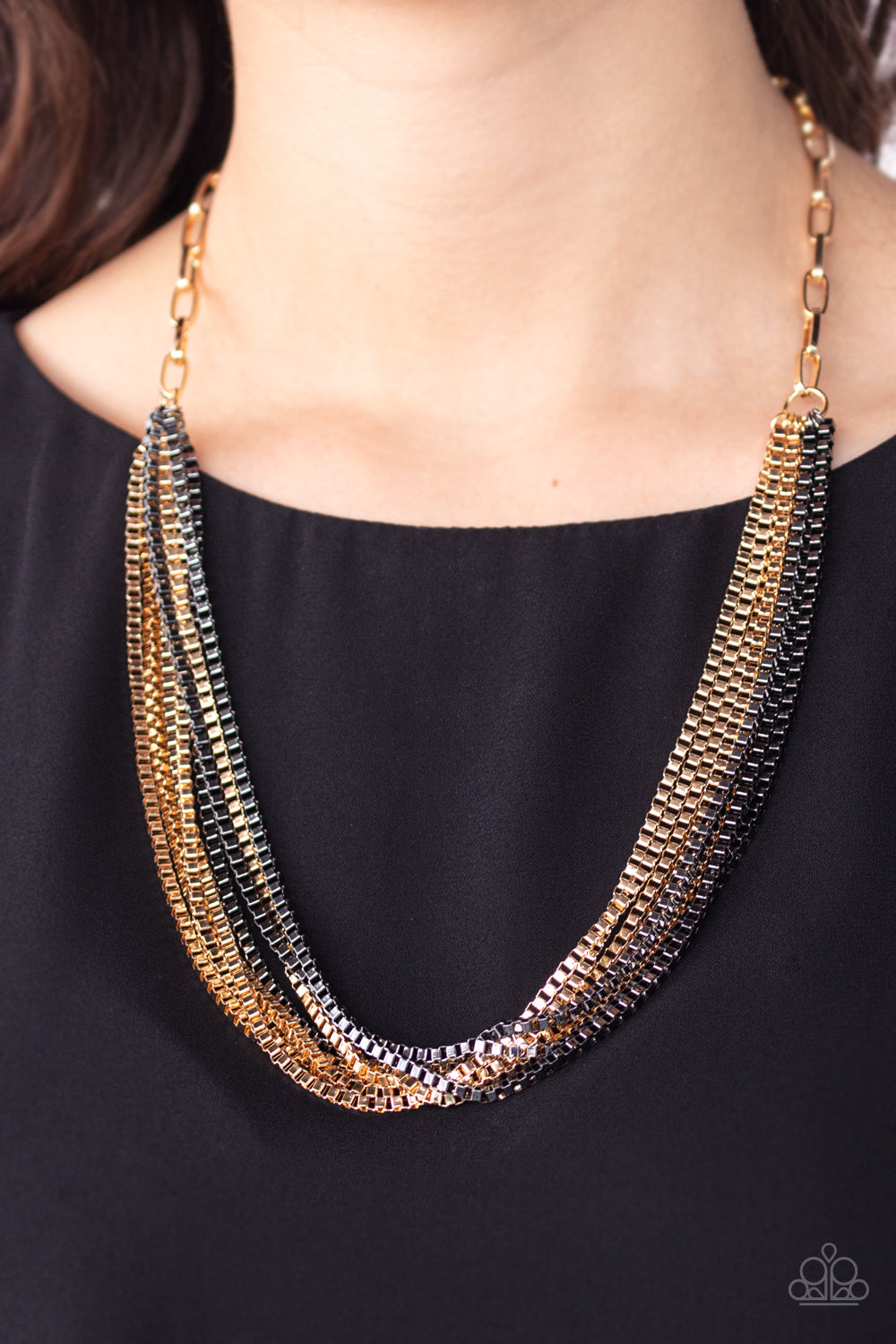 Paparazzi Necklace ~ Beat Box Queen - Gold Necklace